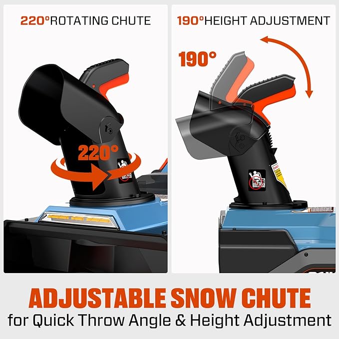 SENIX 60V 21 Auger-propelled Cordless Snow Blower, Steel Auger, 3500W Brushless Motor, Heated Handle,13 Depth, 45FT Throw Distance, LED Lights, 16000mAh Batteries & Dual Port Charger,1200lbs/min