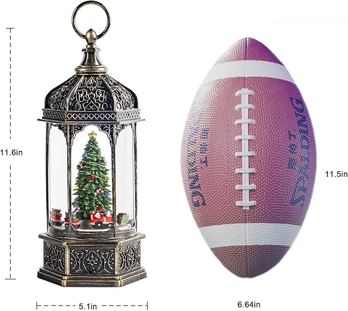 Christmas Snow Globes,Snow Ball Christmas with Music,6H Timer Cylindrical Flashing Snow Ball,Bronze Christmas Music Box Including 8 Songs, Lantern with Christmas Tree