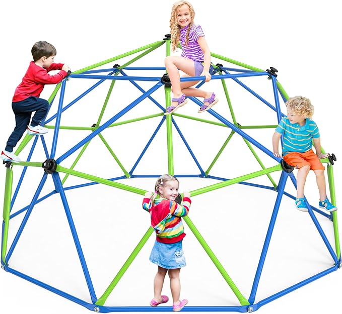 Climbing Dome, 10FT Geometric Dome Climber Jungle Gym Playground Backyard for Kids, 2024 Upgraded Model Indoor Outdoor Toddler Play Equipment, Safety Certified, Easy Assembly