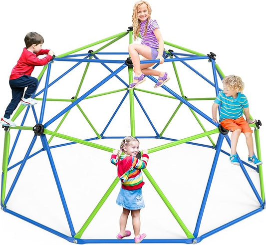 Climbing Dome, 10FT Geometric Dome Climber Jungle Gym Playground Backyard for Kids, 2024 Upgraded Model Indoor Outdoor Toddler Play Equipment, Safety Certified, Easy Assembly
