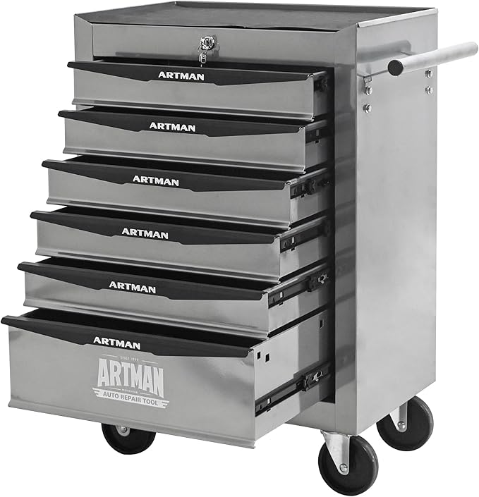 RYH 4-7 Drawers Rolling Tool Chest & Tool Box on Wheels | Heavy Duty Metal Cart with Ball Bearing Drawers | Fits US General Tool Box for Garage Storage (Silver, 6 Drawers£¨30.5 H ¡¿ 20.9 W ¡¿ 13 D)