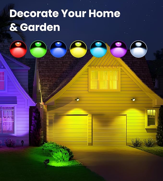 MEIKEE 15W RGB Outdoor LED Spotlight Color Changing Landscape Lights with 4.9ft Cable RGBW Landscape Lighting Waterproof Christmas Halloween Lights for Garden Path Decoration (4 Pack)