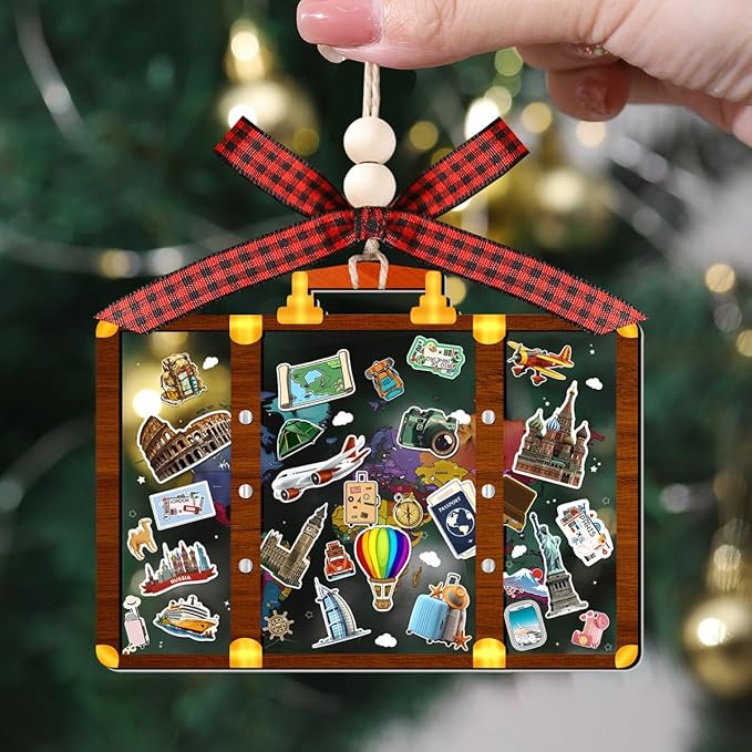 Tesuivra Personalized Christmas Ornaments 2025 - World Globe Traveler Ornament for Christmas Tree Travel Adventures Vacation Gifts Holiday Decoration