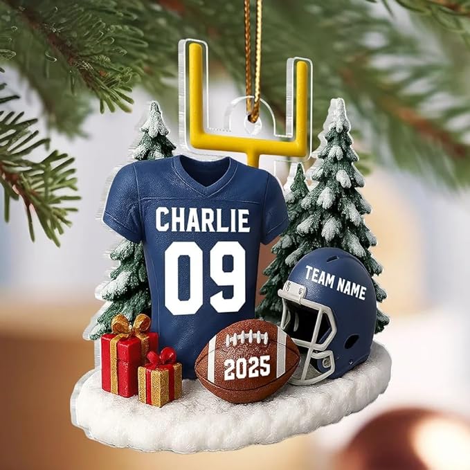 Personalized Football Christmas Ornament, Football Ornament, Footballs Ornaments Christmas Tree Hanging Ornaments Tree Decorations, Proud American Footballs Player Uniform /5