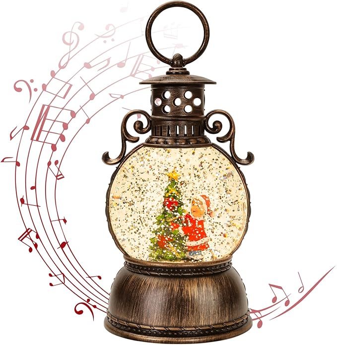 Snow Globes Lantern, Home Lighted Christmas Snow Globe,Christmas Lantern,Water Lanterns Glittering with Christma Music Singing Lanterns
