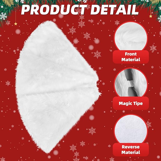 Christmas Tree Skirt 60 Inch, Faux Fur Tree Skirt for Christmas Decorations