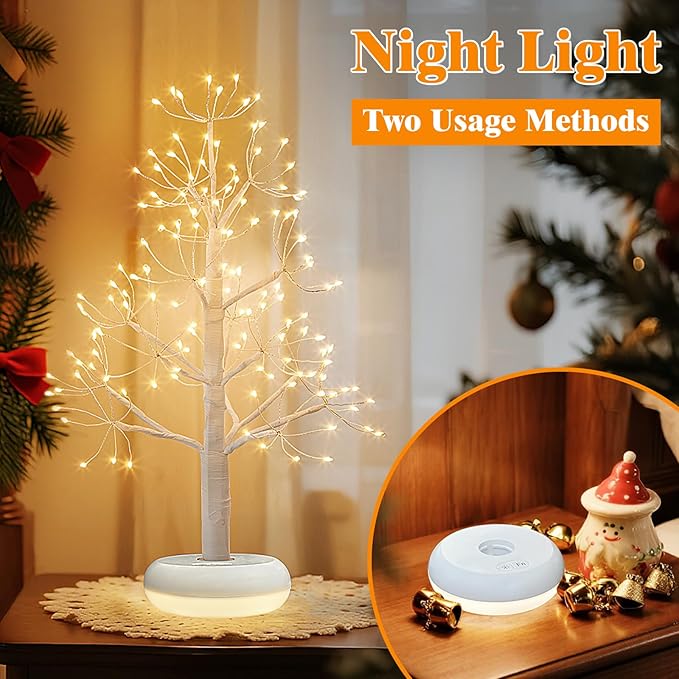PEIDUO Small Christmas Tree with 136 Lights, 1.64 FT Rechargeable Artificial Trees with 6 Modes, Timer & Dimmable Control, Fairy Light Spirit Tree for Christmas Decorations Indoor Home Decor (2PK)