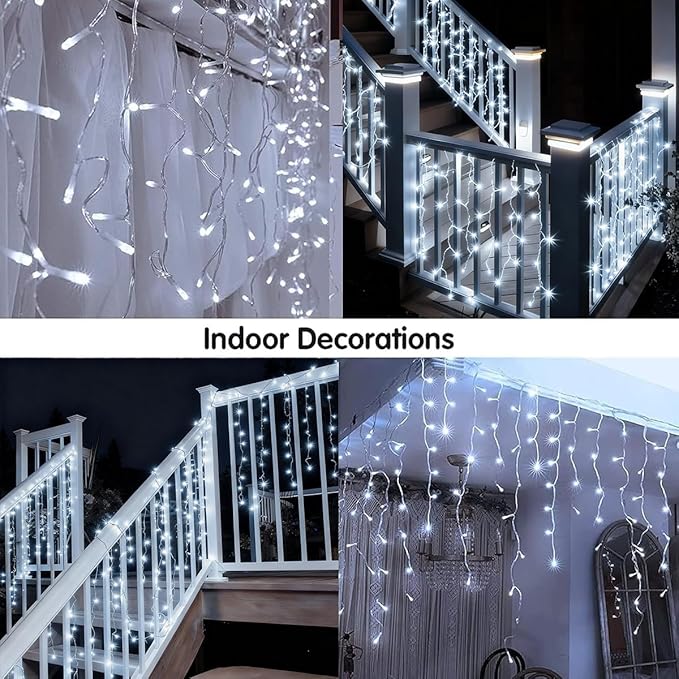 320LED Solar Christmas Lights Outdoor Waterproof Christmas Decorations Lights 29.5ft 60 Drops,8 Modes Solar Powered Rechargeable Fairy Lights for Party, Holiday,Wedding Decorations (Cool White)