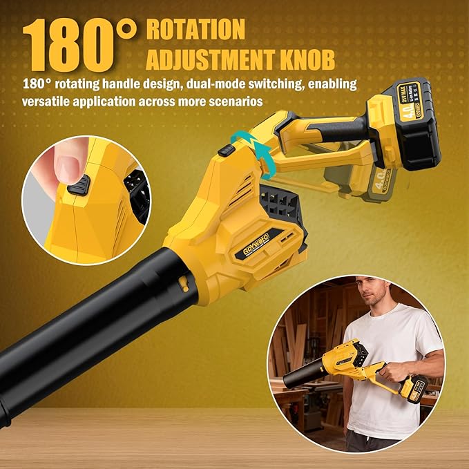 Cordless Leaf Blower 700CFM - Lightweight Handhold Brushless Battery Powered 21V Leaf Blower with 2 x 4.0Ah Batteries £¦ Charger & 3 x Tubes & 3 Speeds & Turbo Mode fo Leaves Dust Snow