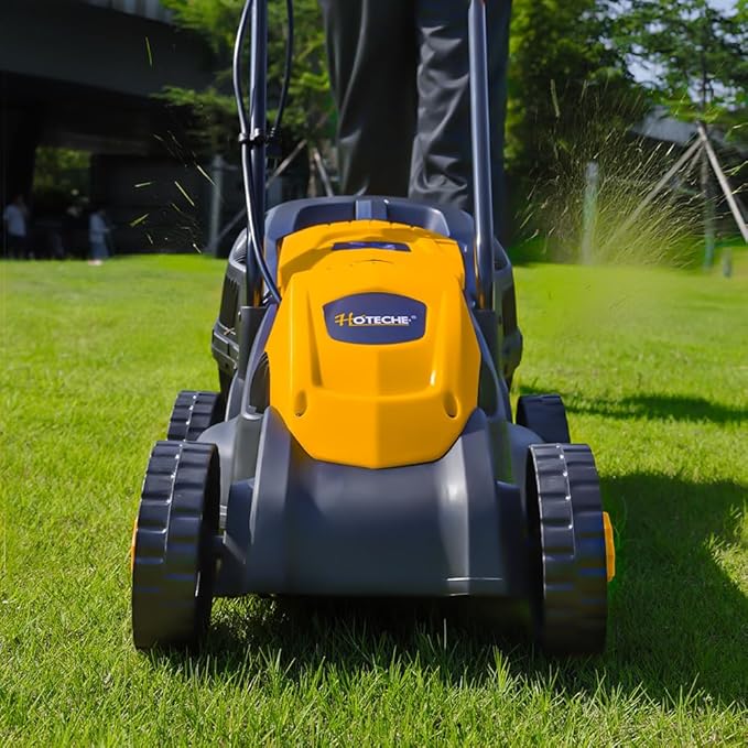Hoteche 10-Amp Corded Electric Lawn Mower - 12.6 Inch Cutting Width, 30L Grass Bag, 3 Height Adjustments (1-2.2), Lightweight Walk-Behind Mower for Small/Medium Lawns (Easy Push Design)
