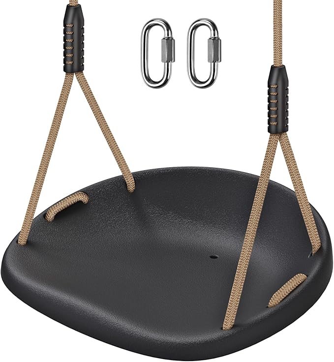 SELEWARE Heavy Duty Swing Seat for Adults Kids Tree Swing with Weather Proof Ropes Swing Set Accessories for Backyard Patio Garden Playground, Height Adjustable Black