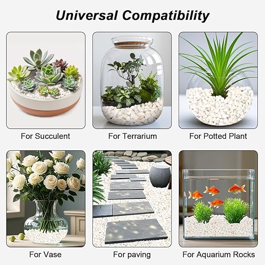 Landscaping Pebbles River Rocks Decorative Ornamental Pebbles Garden Landscaping Stones Gravel Filler for Home Decoration Flower Bed Fish Tank Plants Vases Succulents (1, White, 10 Pounds)