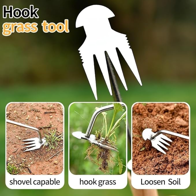 Weed Puller Tool,2025 New Portable Garden Weeder Puller Tool,Weeding Artifact Uprooting Weeding Tool 4 Teethes Dual Purpose Manual Hand Weeders Tool for Gardening Vegetable Backyard Farm Planting