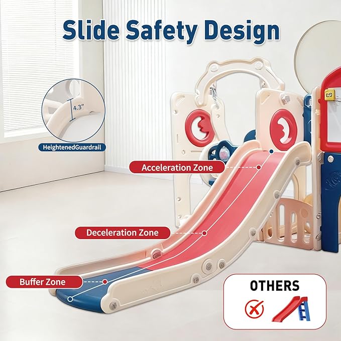 12 in 1 Outdoor Toddler Playsets with Slide Toddlers Playground and Swing Set Indoor Climber Tunnel Playset Play Equipment with Basketball Hoop for Backyard