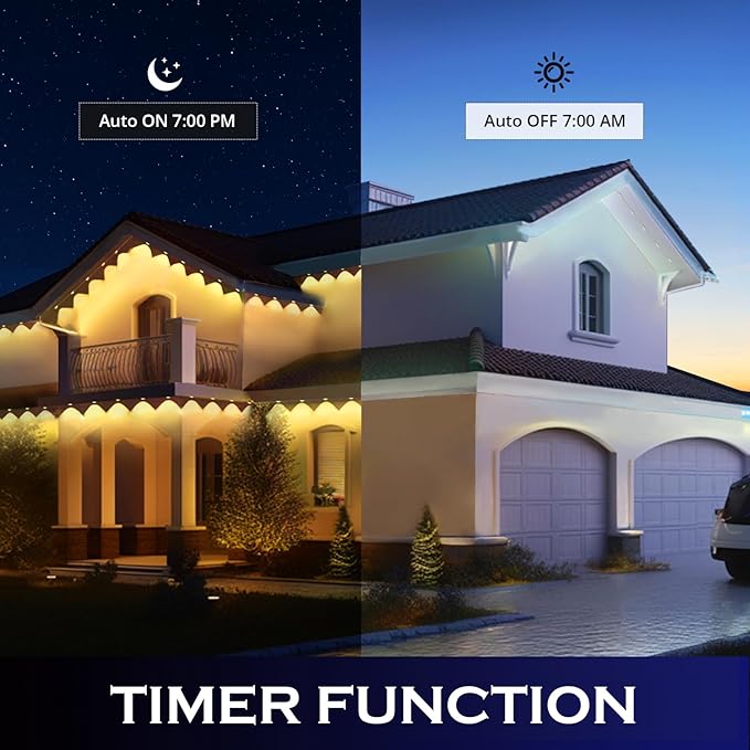 wowlite Permanent Christmas Smart RGB Outdoor Lights, 50FT Color Changing, Exterior Waterproof LED Eaves Lights for House Trim, Game Day Daily Lighting