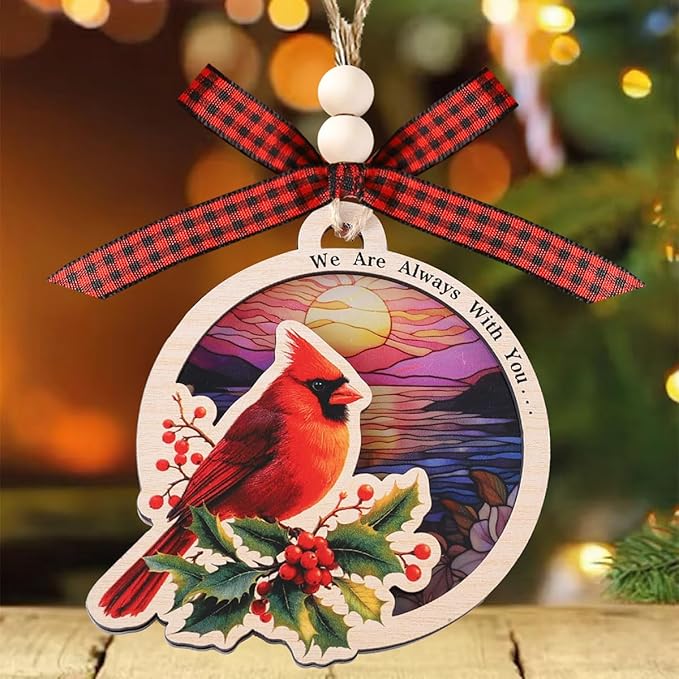 Tesuivra Cardinal Christmas Ornaments for Christmas Tree Decor - Red Cardinal Keepsake Decorative Hanging Ornament - Memorial Gifts for Loss of Loved One