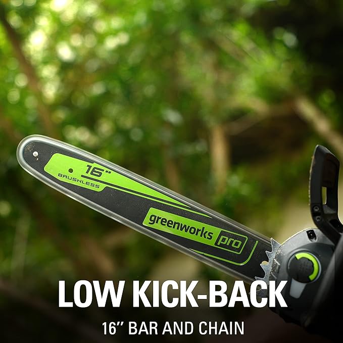 Greenworks 80V 16 Brushless Cordless Chainsaw (Great For Tree Felling, Limbing, Pruning, and Firewood / 75+ Compatible Tools), 2.5Ah Battery and Charger Included