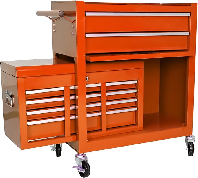 Rolling Tool Chest with Wheels, 8-Drawer Steel Tool Storage Cabinet with Lockable Top, Heavy-Duty Mobile Tool Box Organizer for Garage, Workshop & Job Site