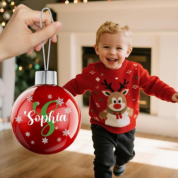 Personalized Letter Ornaments for Christmas Tree - Custom Christmas Balls, Name & Monogram Ball Ornaments, Customized Initial Ornament, Family Keepsake