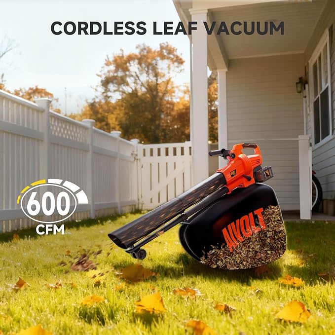 AIVOLT 40V Cordless Leaf Blower and Vacuum Mulcher Combo, Leaf Vacuum Cordless with 40L Bag, Brushless Motor, 2 * 4.0Ah Batteries for Effortless Lawn Cleanup