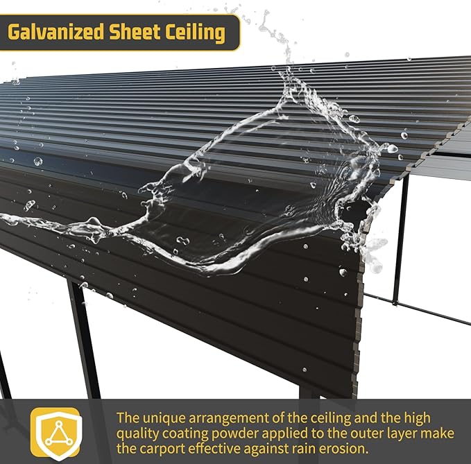 Metal Carport 13 * 20 FT with Enhanced Base Heavy Duty Garage with Galvanized Steel Roof Multi-Use Shelter Outdoor for Car, Pickup, Boat and Tractors