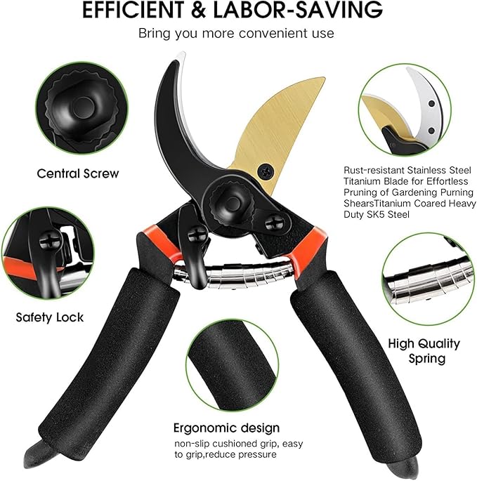 ultra-sharp garden shears, manganese steel blade, twice the result with half the effort, classic craftsmanship, integrated, long-lasting use - light flower branch pruning tool