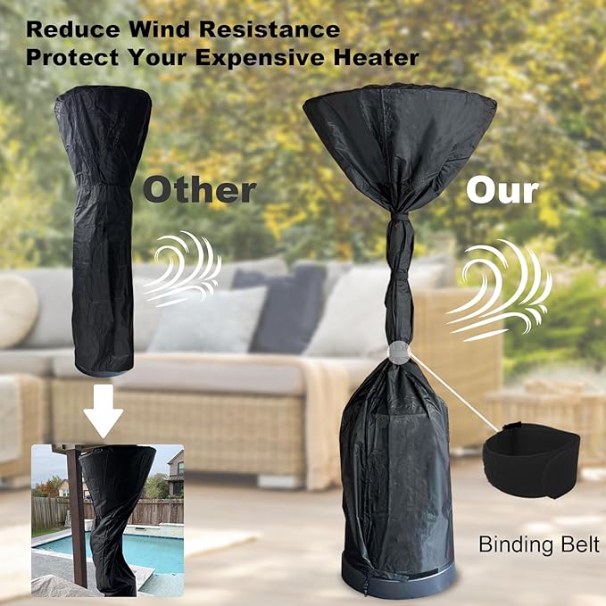 Patio Heater Covers for Standing Heater, Upgrade Windproof Fire Sense Patio Heater Cover, Propane Outdoor Heater Cover Waterproof Heavy Duty Accessoriesm, 89¡±H x 33¡±D x 19¡±B