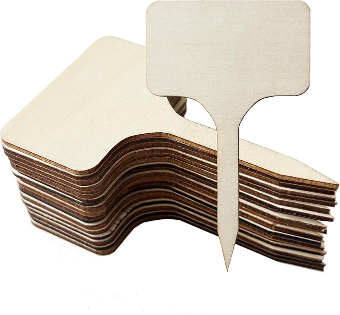 100 Pcs Wood Plant Labels, Natural Wooden Plant Marker Garden Sign Tags, T-Type Garden Markers for Succulents, Herbs, Seedlings, Potted, Flowers, Vegetables (T-Type)