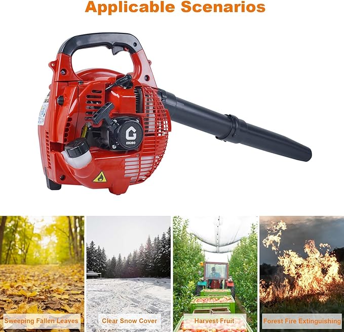 Gas Powered Leaf Blower, 28 CC 1.1-HP 2-Stroke Engine Gas Leaf Blower, Powerful 490 CFM & 280 MPH Output£¬Lightweight Handheld Design for Lawn Care, Driveway Cleaning & Light Snow