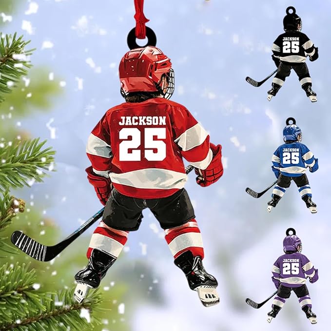 Custom Hockey Player Christmas Ornament 2025, Personalized Ice Hockey Players Ornaments, Custom Name and Number, Sport Lovers Gifts, Christmas Tree Decoration 1