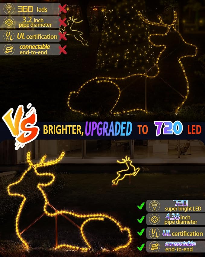 Coroor Rope Lights Outdoor Waterproof Christmas 100ft 720 LED, Flexible Connectable Tube Lights, String Lights Decorative Lighting for Garden Patio Pool Tree Bedroom Xmas Decor (Warm White)