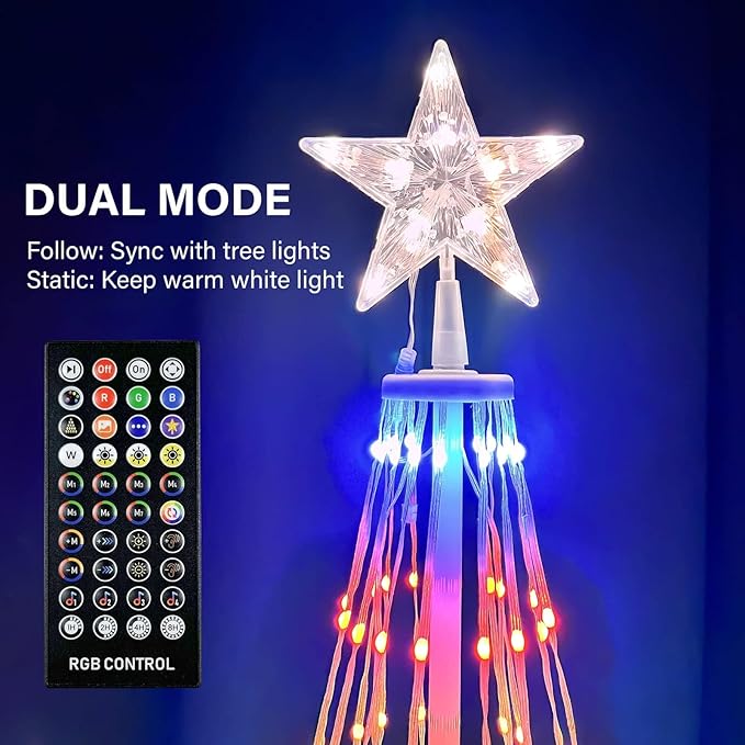 6ft DIY Outdoor Christmas Trees for Yard with 47 Prelit Lights 265 LED Christmas Tree Lights Color Changing Sync Musical APP & Remote Control Christmas Tree Light Show for Multicolor Decorations