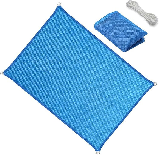 10' x 18' Blue Sun Shade Sail Straight Edge Canopy Awning Pergola Cover, for Outdoor Patio Lawn Garden Backyard Carport