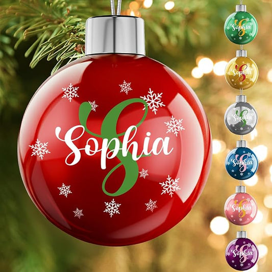 Personalized Letter Ornaments for Christmas Tree - Custom Christmas Balls, Name & Monogram Ball Ornaments, Customized Initial Ornament, Family Keepsake
