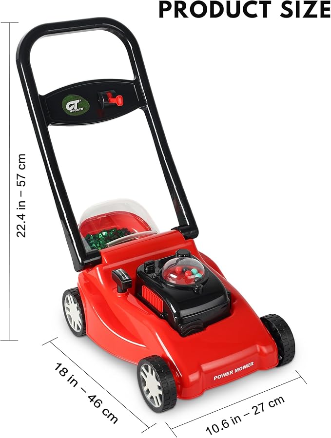 Kids Lawn Mower with Realistic Grass-Cutting Action and Sounds – No Batteries Required | Fun Outdoor Push Toy, Birthday Gift & Holiday Present for 3, 4, 5, 6, 7, 8 Year Old Boys and Girls (Red)