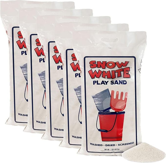 U.S. Silica 5 Pack Large 50 Pound Play Sand, Finely Graded, Fully Washed and Easy to Use for Children's Art, Trays, and Sandbox