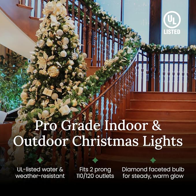 Pro Christmas M5 LED Christmas Lights - 70 Count Mini 5mm String Lights - Professional Grade Indoor/Outdoor Commercial Holiday Light Set for Trees, Bushes, & Décor - Red