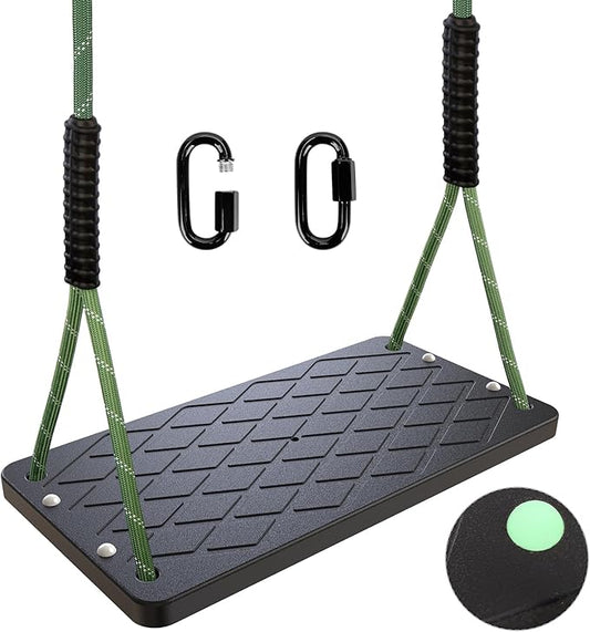 Heay Duty Swing Seat with Adjustable Tree Rope Non-Slip,Children's Swing Set Replacement Indoor Outdoor Backyard Playground Accessories,Black