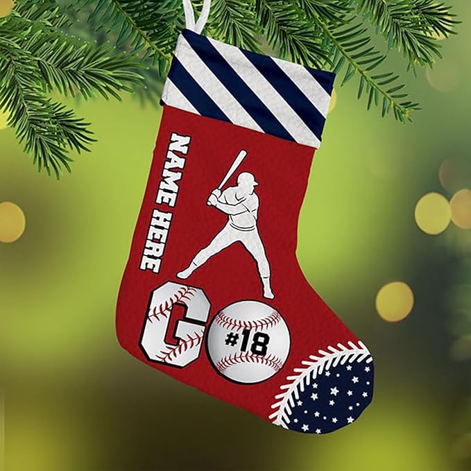 LOVELYPOD Christmas Stockings Personalized with Name, 19" Christmas Stocking Baseball Christmas Stocking 2023, Xmas Stocking Holiday Christmas Decoration Gifts for Family Kids
