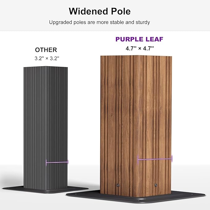 PURPLE LEAF 14' X 20' Outdoor Hardtop Gazebo for Patio Galvanized Steel Double Roof Permanent Canopy Teak Finish Coated Aluminum Frame Pavilion Gazebo with Netting and String Lights