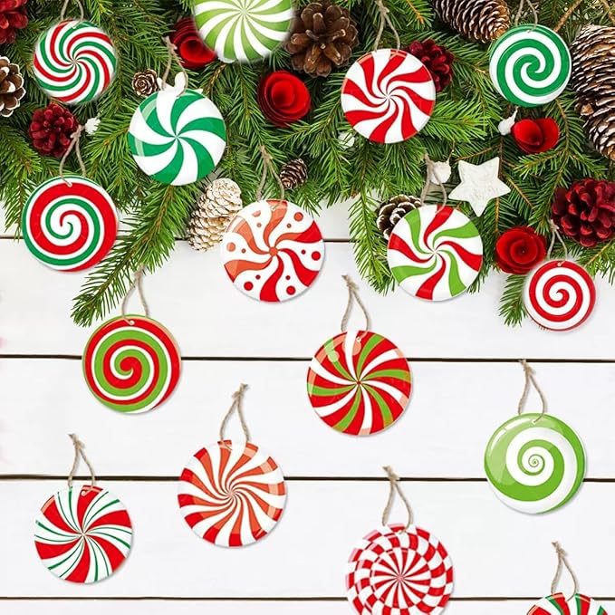 Christmas Tree Decorations - 16 PCS Christmas Tree Candy Paper Hanging Ornament Holiday Ornaments Decor Home Indoors