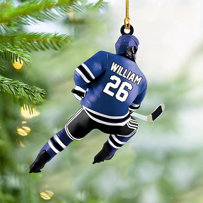 Custom Hockey Player Christmas Ornament 2025, Personalized Ice Hockey Players Ornaments, Custom Name and Number, Sport Lovers Gifts, Christmas Tree Decoration 4
