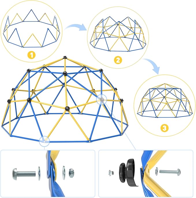 Climbing Dome, 10FT Geometric Dome Climber Jungle Gym Playground Backyard for Kids, 2025 Upgraded Model Indoor Outdoor Toddler Play Equipment, Safety Certified, Easy Assembly