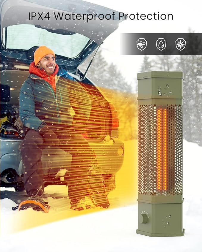 Electric Patio Heater Outdoor Indoor Use, 360¡ÆAll-round Heating, 1500W Infrared Tower Heater, Tip-Over & Overheat Protection Portable Space Heater for Large Room, Backyard, Home