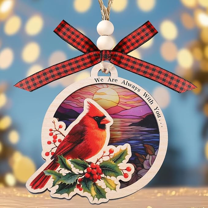 Tesuivra Cardinal Christmas Ornaments for Christmas Tree Decor - Red Cardinal Keepsake Decorative Hanging Ornament - Memorial Gifts for Loss of Loved One