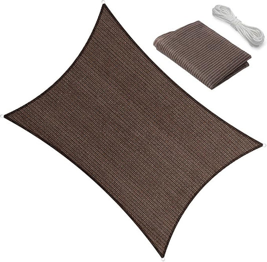 11' x 16' Sun Shade Sail Canopy Awning Permeable Fabric Pergola Cover, for Outdoor Patio Lawn Garden Backyard Carport, Brown