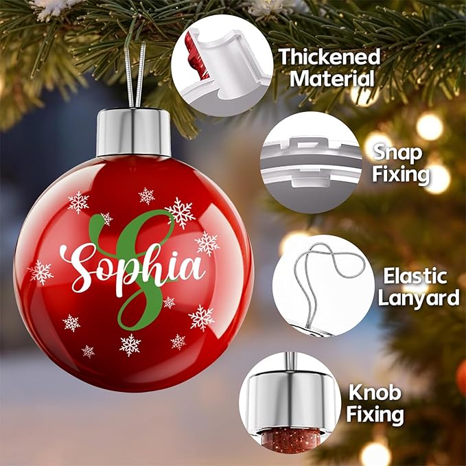 Personalized Letter Ornaments for Christmas Tree - Custom Christmas Balls, Name & Monogram Ball Ornaments, Customized Initial Ornament, Family Keepsake