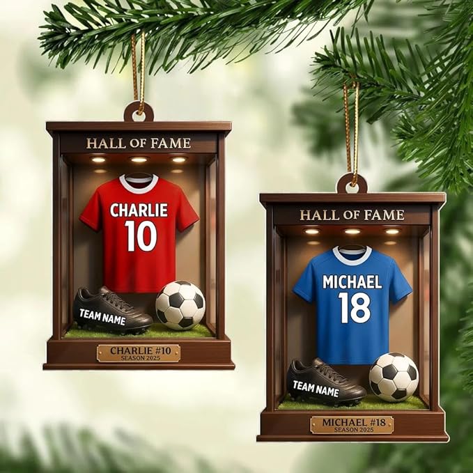 Personalized Soccer Christmas Acrylic Ornament, Soccer Ornament, Soccers Ornaments Christmas Tree Hanging Ornaments Tree Decorations, Soccers Player Uniform /4