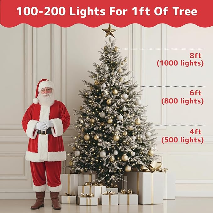 PREXTEX 200 Count Clear Christmas Lights - 40 ft Warm White Xmas Lights String Bulbs with White Wire for Indoor and Outdoor Holiday Decor, Trees and More