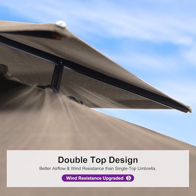 PURPLE LEAF 10 FT Cantilever Umbrella Outdoor Patio Umbrella, Large Offset Square Umbrellas, Windproof Heavy Duty Hanging Outside Umbrellas for Patio, Ash Mocha